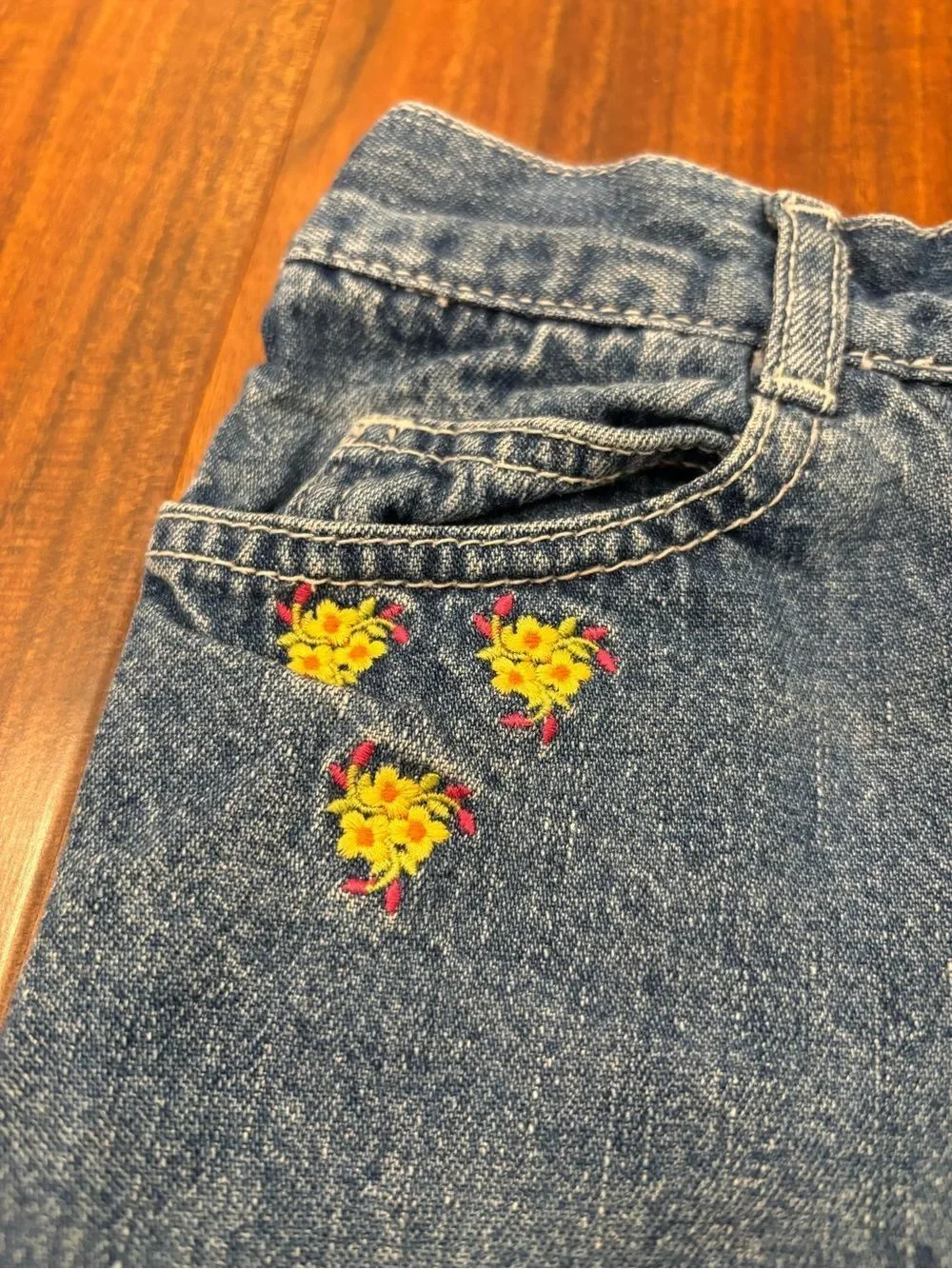 Children’s Place Vintage/y2k denim embroidered floral shorts